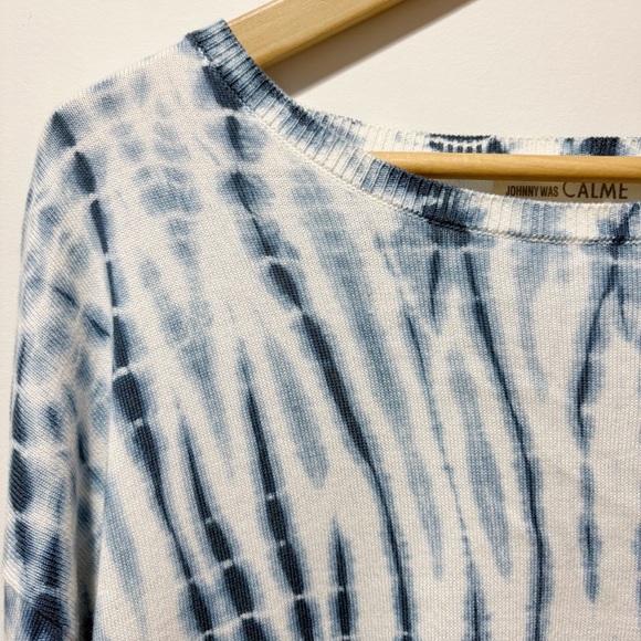Johnny Was Calme Pima Cotton Modal Blend Tie Dye Sweater Size Small Blue White - Picture 8 of 11